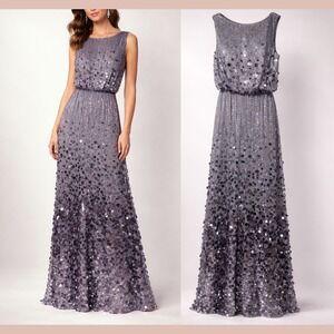 NWD $298 JS COLLECTIONS [ Missing Size ] Sequin Gillian Blouson Gown Smoke J2237